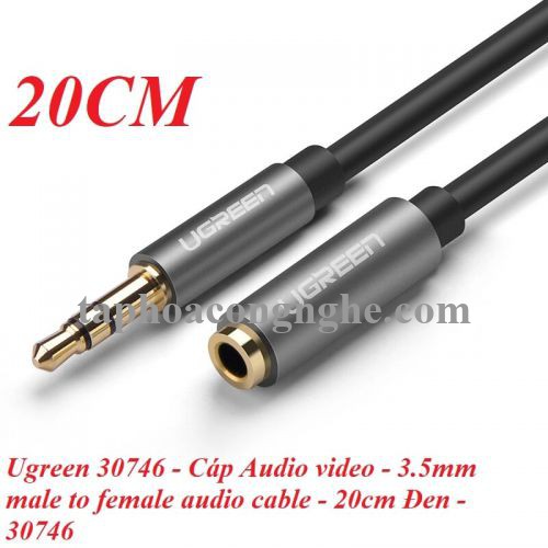 Ugreen 30746 20CM màu Đen Cáp âm thanh 3.5mm nối dài 30746 30030746